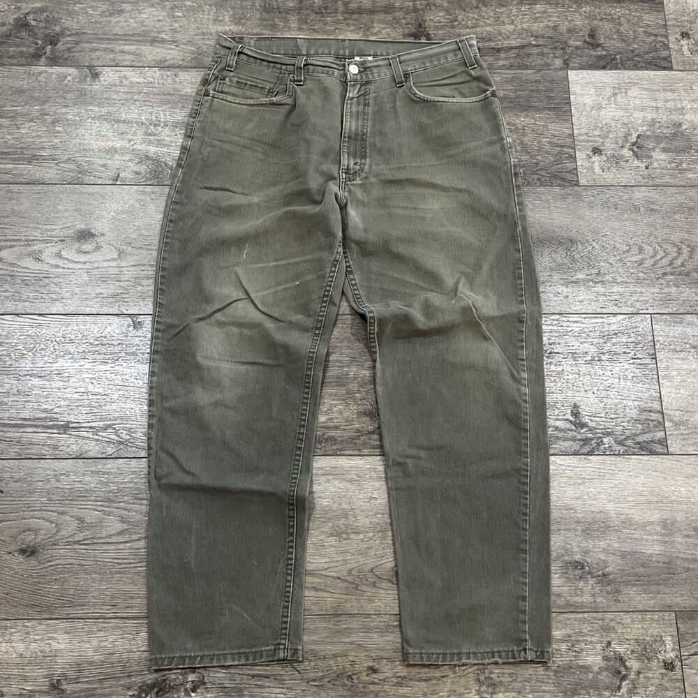 Vintage Y2K 90s Levi’s 550 Distressed Olive Green Jeans Made In Usa Men’s 36×30